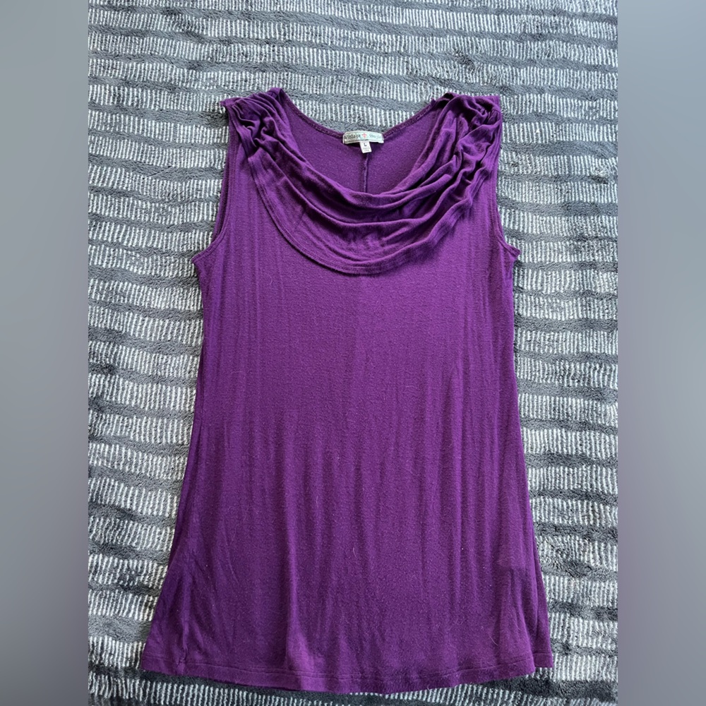 Vintage Suzie Women’s Large purple cowl neck tank top